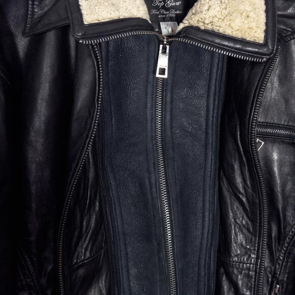 Top Gun Men’s Leather Bomber Jacket Heritage Vintage 80s Retro Aviator Sz 3XL - Picture 7 of 14